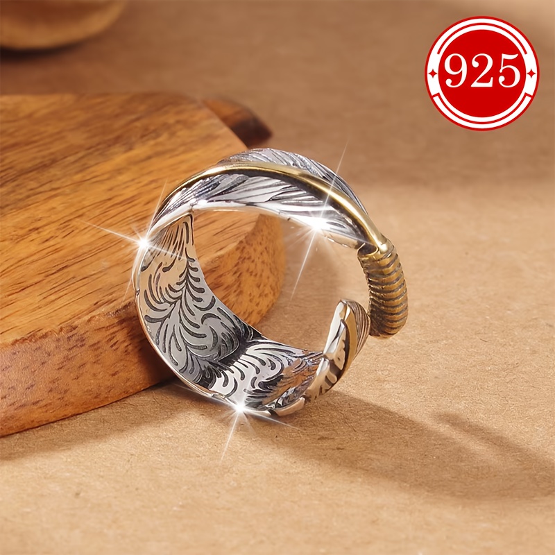 925 Silver Leaf Ring for Women, Vintage High Index Finger Tail Ring